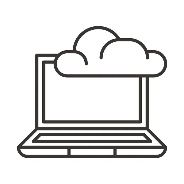 Значок Ноутбука Хмарних Даних Стилі Контур — стоковий вектор