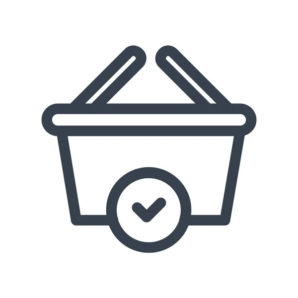 Basket Buy Confirm Icon Outline Style — Stock Vector