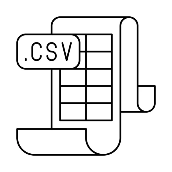 Icona Dell Estensione Del Documento Csv Stile Outline — Vettoriale Stock