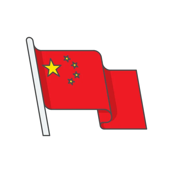 China Ícone Bandeira País Estilo Esboço Preenchido — Vetor de Stock