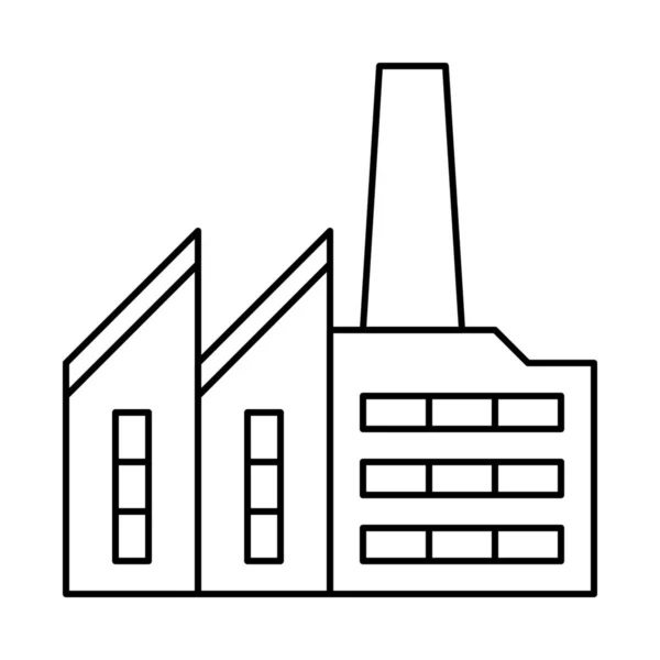 Gebäude Fabrik Industrie Ikone Umriss Stil — Stockvektor