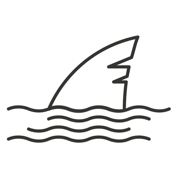 Peligro Aleta Icono Del Mar Estilo Esquema — Vector de stock