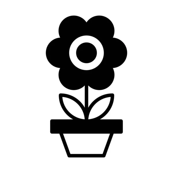 Çiçek Bahçesi Simgesi Katı Stil — Stok Vektör