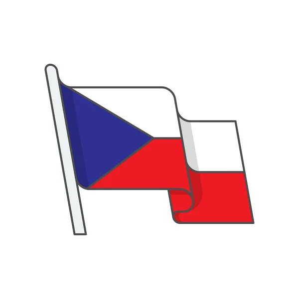 カントリー チェコの国旗アイコンが記入されたアウトラインスタイル — ストックベクタ