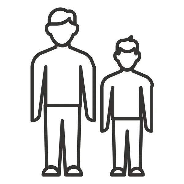 Jongen Familie Vader Pictogram Contouren Stijl — Stockvector