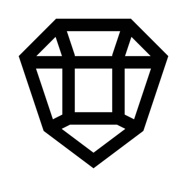 Kristall Diamant Facettierungssymbol Outline Stil — Stockvektor
