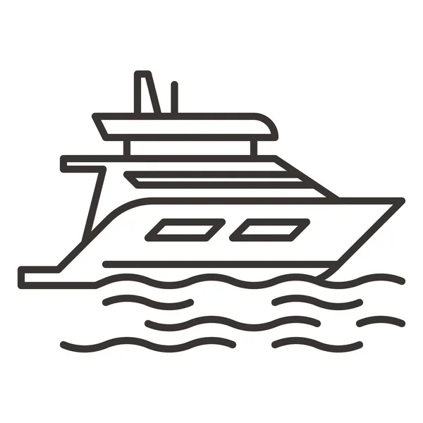 Barca Veliero Icona Stile Contorno — Vettoriale Stock