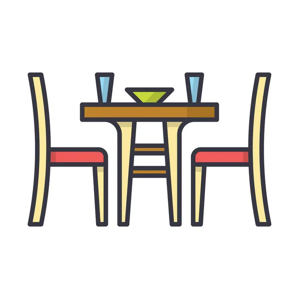 Stuhl Schreibtisch Abendessen Ikone Filled Outline Stil — Stockvektor