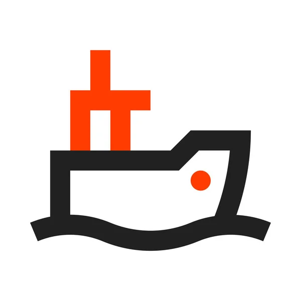 Barco Crucero Carga Icono Estilo Esquema — Vector de stock