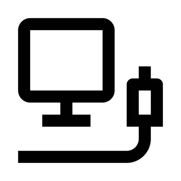 Cable Connection Display Icon Outline Style — Stock Vector