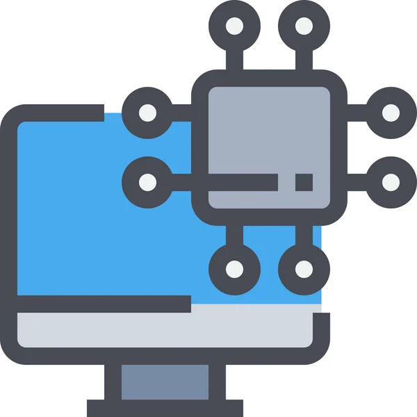 Chip Computer Cpu Symbol Stil Ausgefüllter Umrisse — Stockvektor