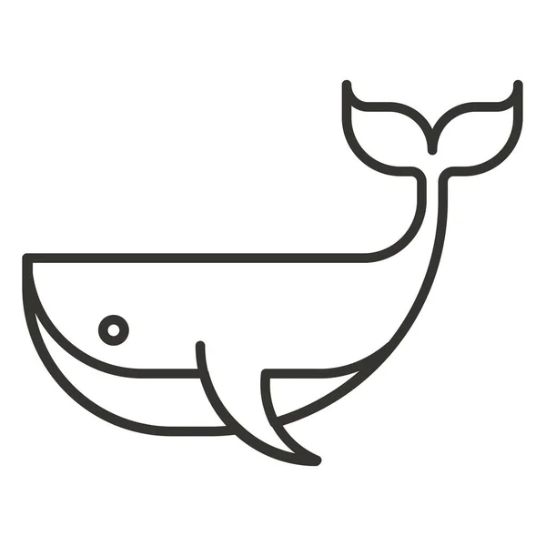 Fish Moby Dick Ocean Icon Outline Style - Stok Vektor