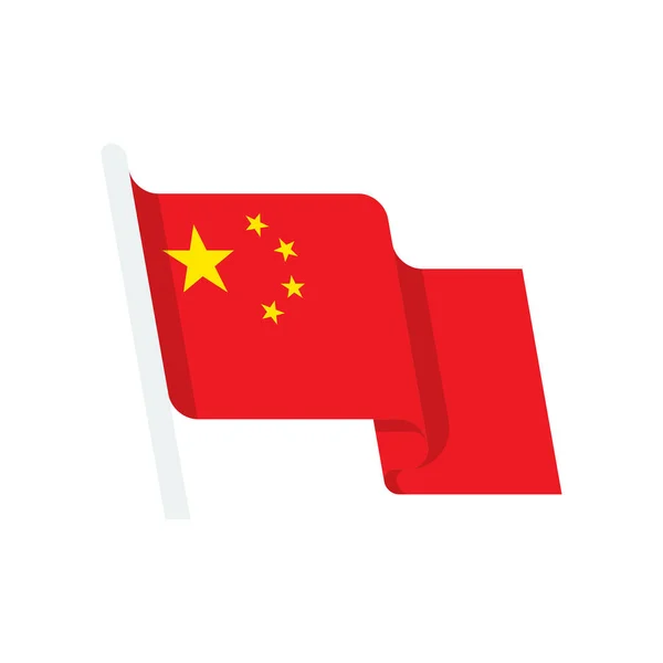 Icône Drapeau Pays Chine Dans Style Contour Rempli — Image vectorielle