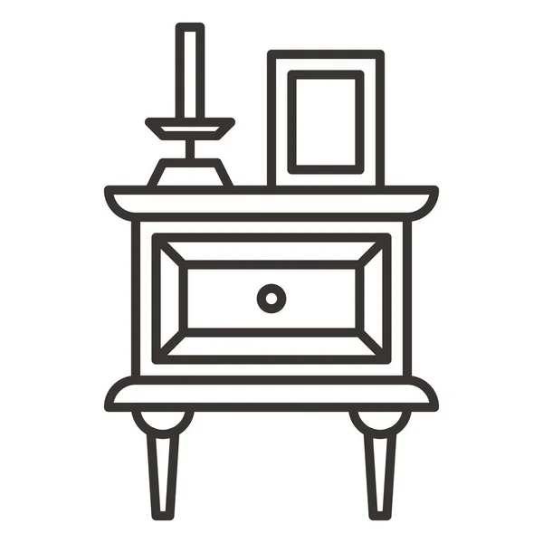 Icône Tiroir Cabinet Bureau Dans Style Contour — Image vectorielle