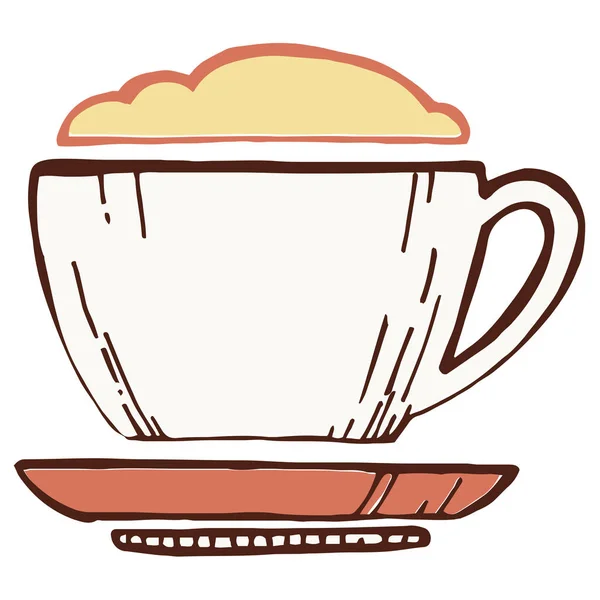 Taza Café Icono Espuma Estilo Dibujado Mano — Vector de stock