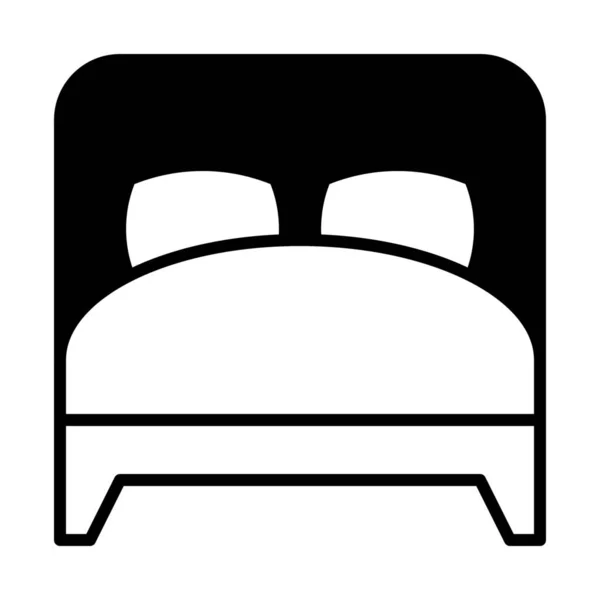 Cama Icono Los Muebles Dormitorio Estilo Sólido — Vector de stock