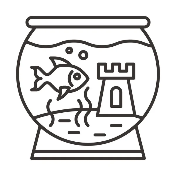 Akvarium Akvarium Fisk Ikon Kontur Stil — Stock vektor