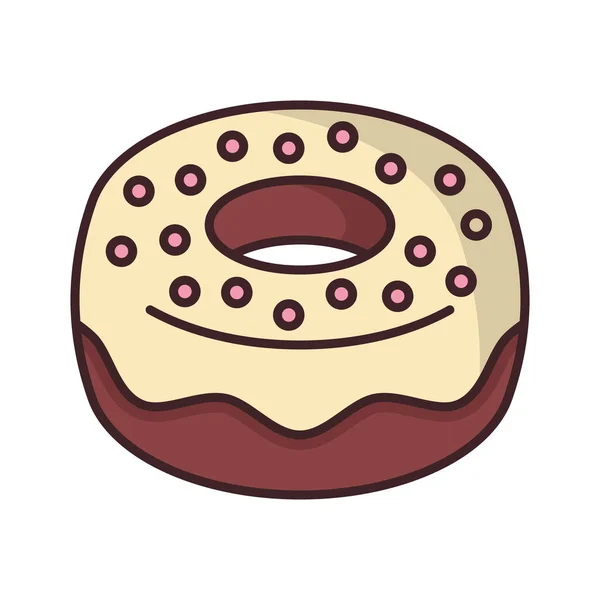 Ícone Donut Sobremesa Padaria Estilo Esboço Preenchido — Vetor de Stock