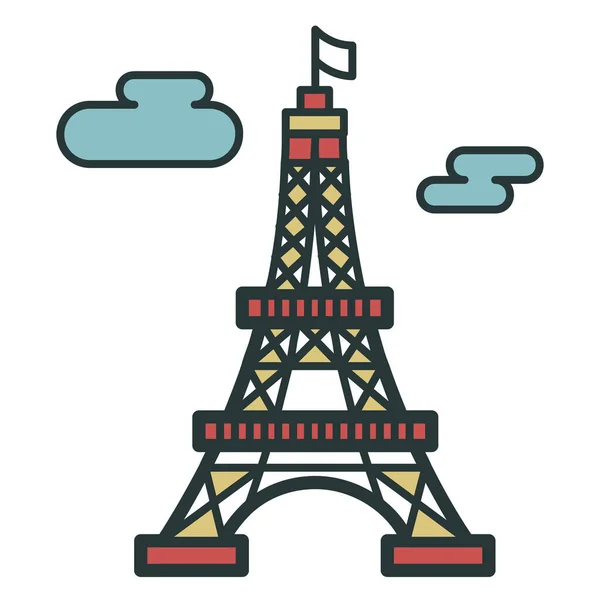 Eiffel France Paris Ikon Konturstil — Stock vektor
