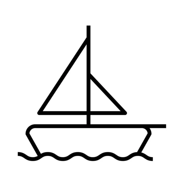 Boot Zeil Zeilboot Icoon Outline Stijl — Stockvector