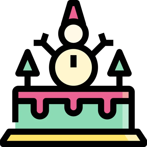 Bakery Cake Dessert Icon Filled Outline Style — Stock Vector