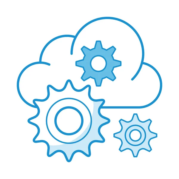 Cloud Computing Paas Icon Estilo Esquema Rellenado — Vector de stock