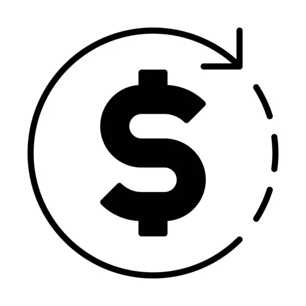 Business Money Turn Icon Solid Style — Vetor de Stock