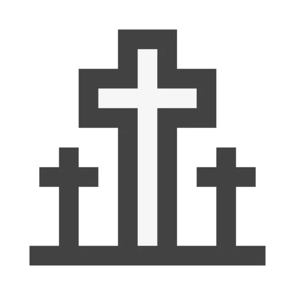 Cemetery Cross Halloween Icon — Stock Vector