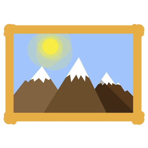 Baget Illustration Mountains Icon Flat Style — Stock Vector