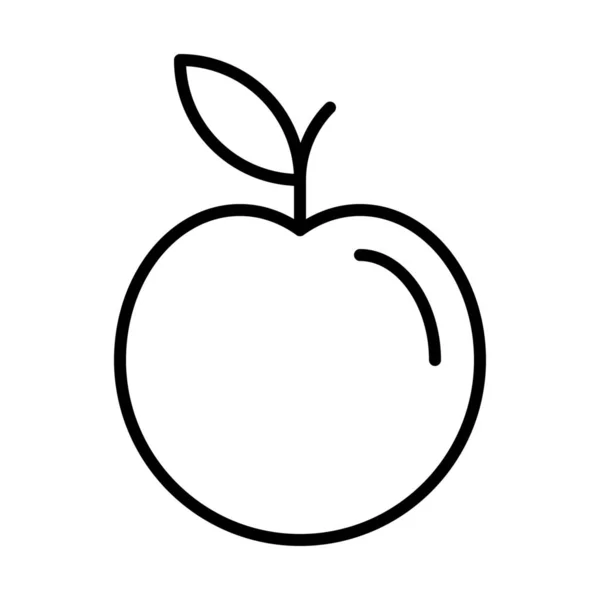 Pomme Nourriture Fraîche Icône Dans Style Outline — Image vectorielle