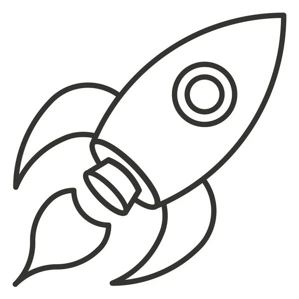 Lanzamiento Misión Icono Cohete Estilo Esquema — Vector de stock