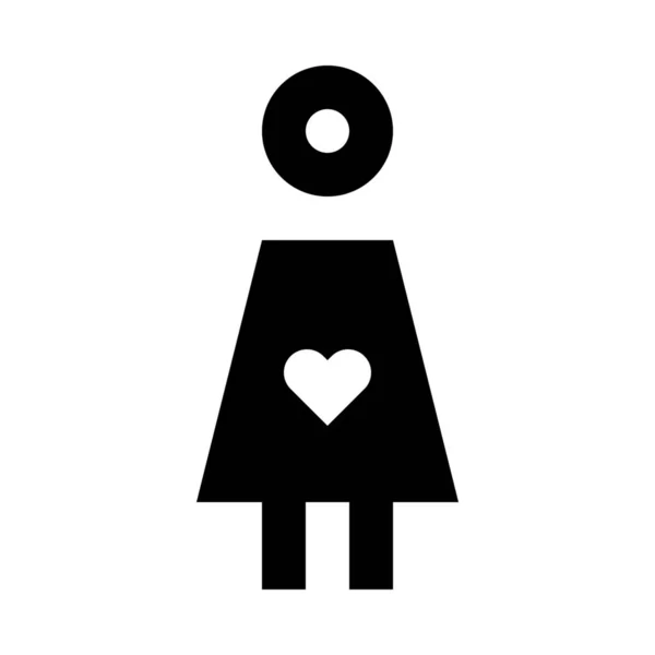 Иконка Женского Сердца Стиле Абрис — стоковый вектор