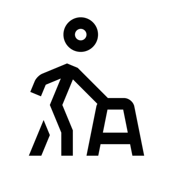 Icona Uomo Invalida Disabilitata Stile Outline — Vettoriale Stock