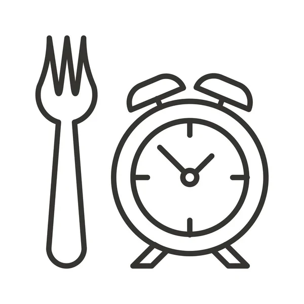 Reloj Tenedor Almuerzo Icono Estilo Esquema — Vector de stock