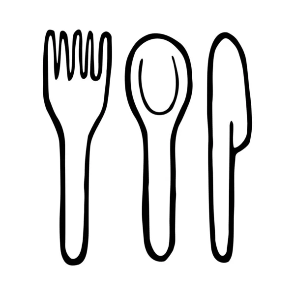 Fork Kitchenware Knife Icon Handdrawed Style — стоковий вектор