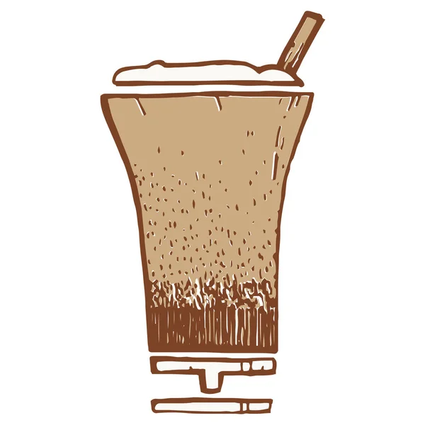 Cóctel Café Milkshake Icono Estilo Handdrawn — Vector de stock