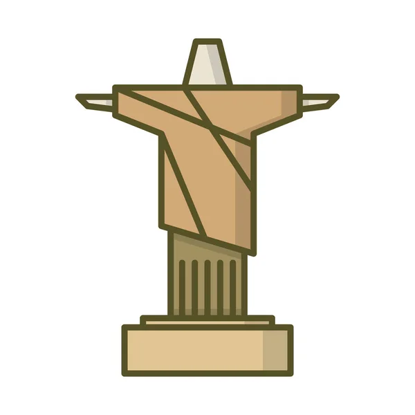 Brazil Christ Icon Wypełniony Zarys Stylu — Wektor stockowy