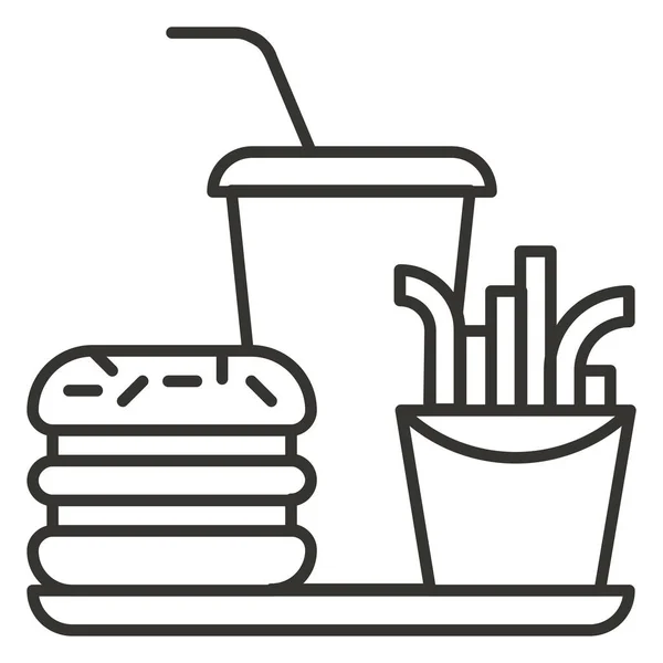 Hambúrguer Comer Ícone Fast Food Estilo Esboço — Vetor de Stock