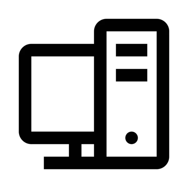 Ikon Perangkat Desktop Komputer Dalam Gaya Outline - Stok Vektor