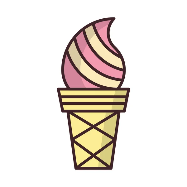 Icône Dessert Crème Cône Dans Style Contour Rempli — Image vectorielle