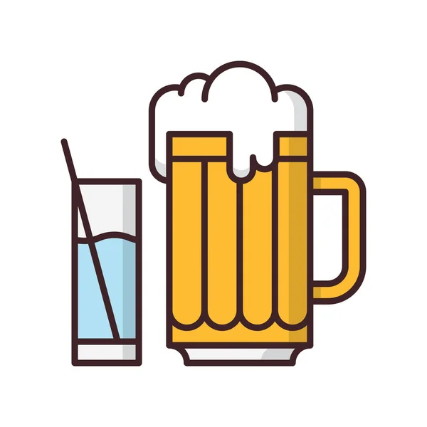 Alcohol Cerveza Bebida Icono Estilo Contorno Lleno — Vector de stock