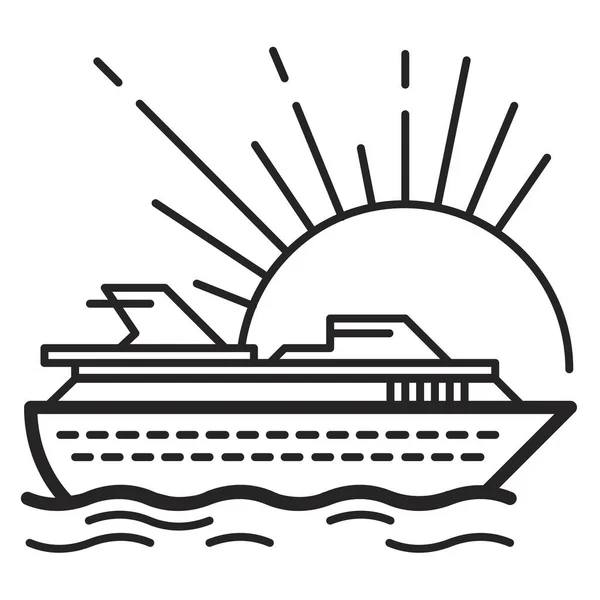 Kreuzfahrtschiff Ikone Outline Stil — Stockvektor