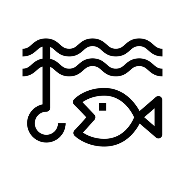 露营鱼钩图标的轮廓风格 — 图库矢量图片