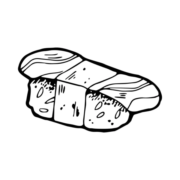 Ikon Roti Gulung Jepang Makanan Dengan Gaya Tulisan Tangan - Stok Vektor