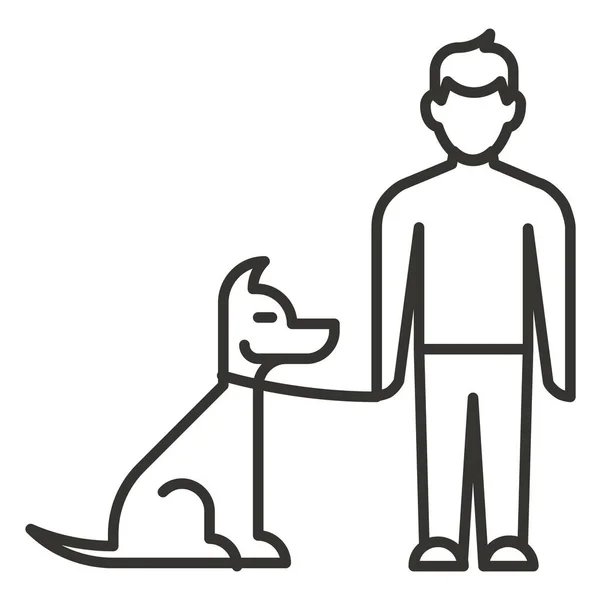 Dier Jongen Hond Pictogram Contouren Stijl — Stockvector