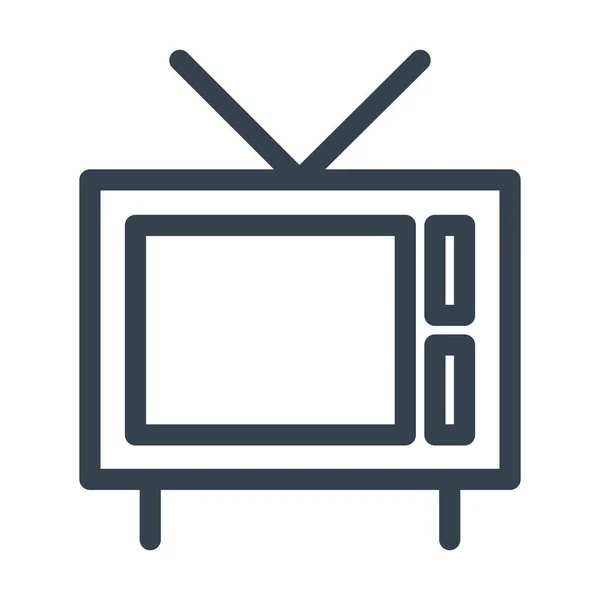 Vecchia Icona Del Televisore Stile Outline — Vettoriale Stock