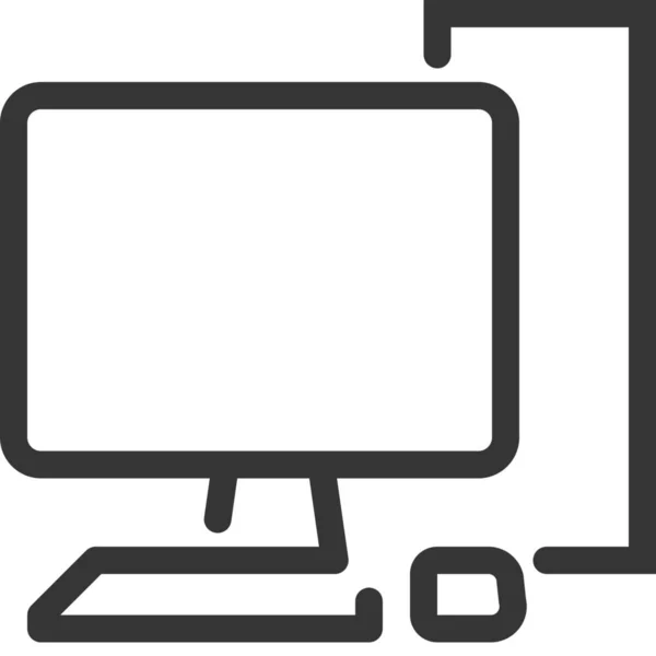Ícone Eletrônico Desktop Computador Estilo Esboço — Vetor de Stock