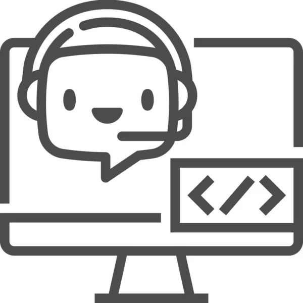 Icona Del Computer Codifica Bot Chat — Vettoriale Stock