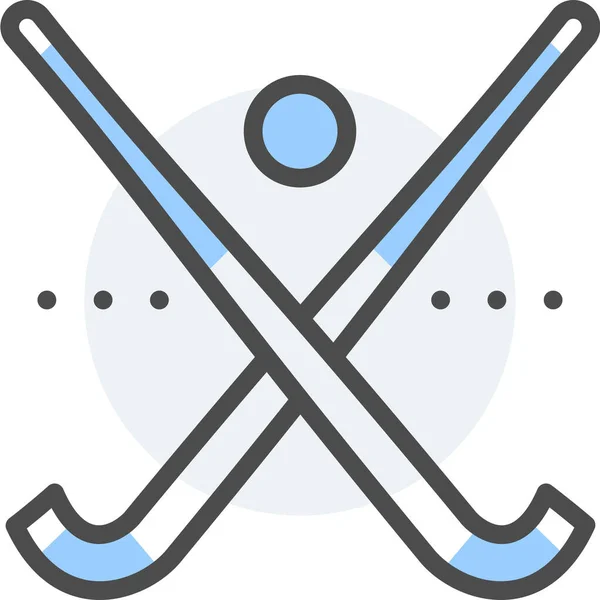 Ball Bandy Field Icon Filled Outline Style — 스톡 벡터