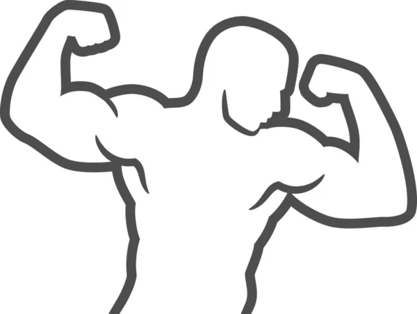 Bodybuilder Bodybuilding Fitness Icoon Outline Stijl — Stockvector